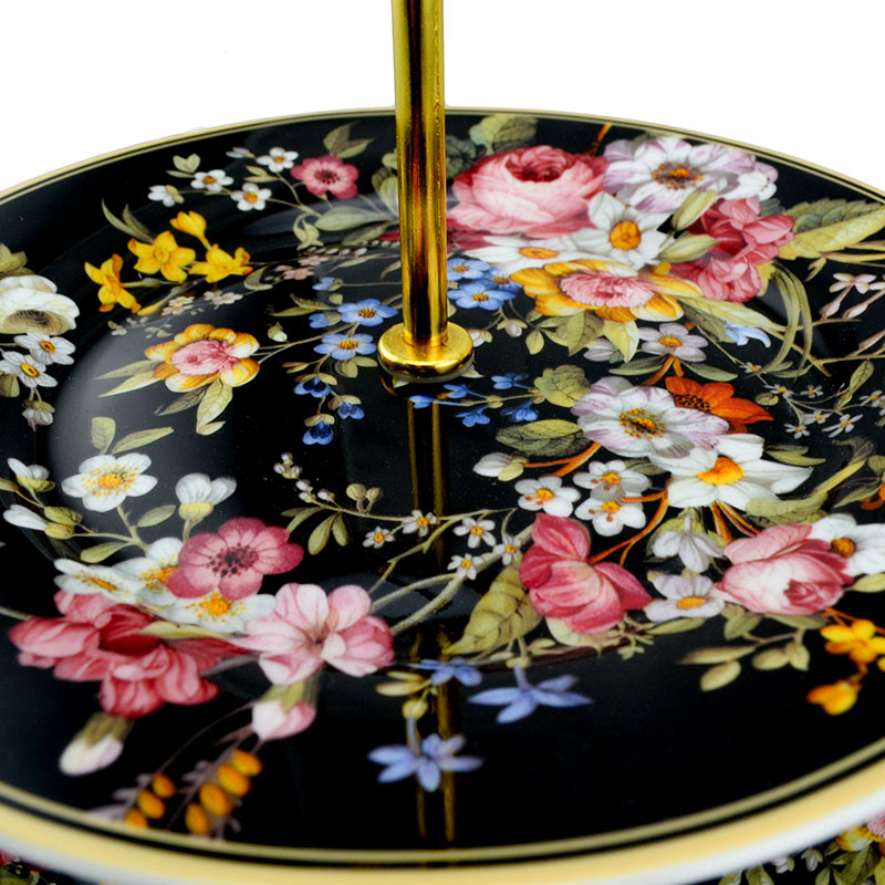 【義大利Easy life】宮廷花園系列-雙層點心盤(骨瓷)